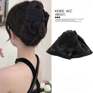Black Satin Fashion Hairpin Korean Elegant Hair Clip Hair Accessories for Women‘s