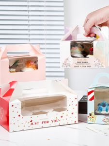 Transparent Handheld Cupcake Box Tea Time Dessert Packaging Egg Tart Sweet Treats Carry Home Pastry Kitchen Cooking Utensils