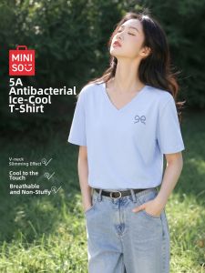 Miniso | New Summer Lightweight Five Quarter Sleeve V-Neck Women T-Shirt