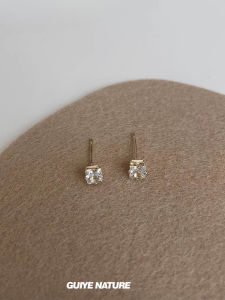 Elegant Small Zircon Earrings for Women Non-Removable Ear Care Fashionable Simple Design Ideal for Commuting And Daily Wear