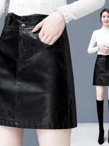 Váy Ngắn Da PU Cạp Cao Thời Trang Cho Nữ Mùa Thu Đông Phong Cách Hàn Quốc Váy Ngắn Chữ a Ôm Sát Cơ Thể Váy Ngắn