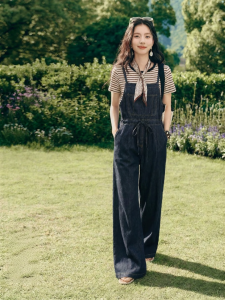 SEIFINI | Sleeveless Waist-cinching Denim Overalls Tencel Cotton Summer