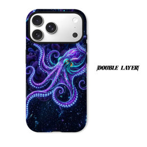 BILIBILI | cosmic octopus neon purple Phone Case for iPhone 18 17 16 15 14 13 12 11 Air Pro Max Plus Double-layer Cover