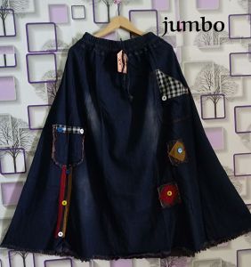 Rok jeans jumbo KOTAK KHN panjang