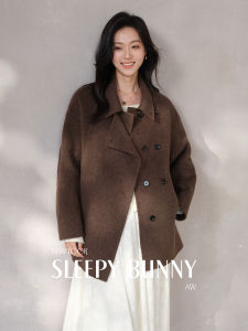 Elegant Double-faced Wool Coat with Belted Waist