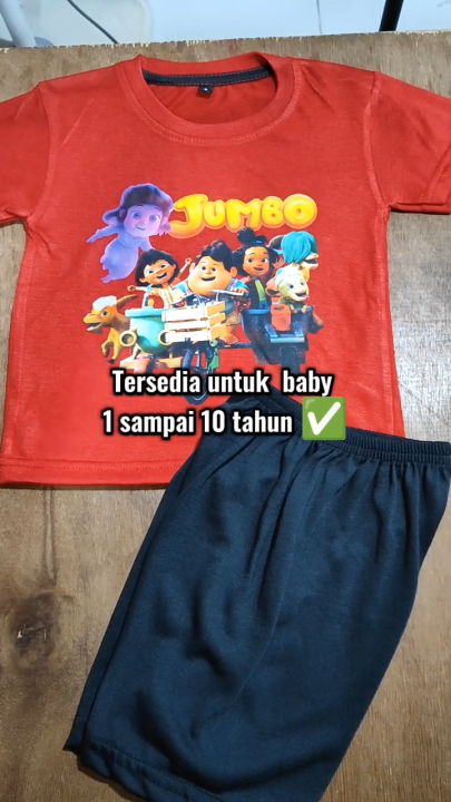 Baju Kaos Setelan Anak Unisex Karakter Kartun Jumbo Film Animasi Lucu Usia 1 - 10 Tahun - DTF