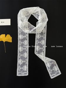 Rococo Style Lace Scarf & Fine Narrow Necktie: Spring Summer Headwear Trends