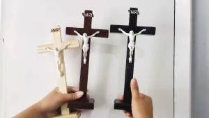 Table Cross Crucifix with Stand 10 1/2 inches Unique Design Catholic Devotions