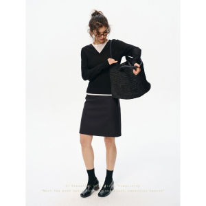 SHEITAOZI | Layered Color Block Long Sleeve Knitwear Slimming Versatile Base Layer