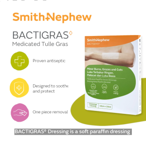 Smith+Nephew Bactigras Medicated Tulle Gras Dressing (5cm x 5cm x 5s)