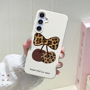 Cherry Leopard Print Lychee Phone Case For Samsung A57 5G A56 5G A55 A34 A35 A36 A37 A54 A53 A26 A17 A16 A07 A06 A15 Cases Cover