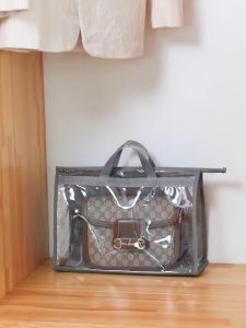 Dust Bags For Handbags Premium Clear Handbag Storage Dustproof & Moistureproof Purse Storage Organizer for Closet Shelf Hanging with Zipper & Handle Storage Bag (Black+ Cream)