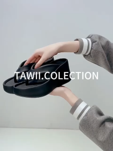 Tawii. High Heel Wedge Shoes for Women Flip Flops Thick Sole Heeled Slippers Korean Fash EVA 9cm Beach slippers