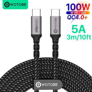 new WOTOBE USB C to USB C Cable PD 100W Long 3m/10ft USB Type-C 5A E Mark Fast Charging Nylon Braided Cable For Samsung S20/21 iPad