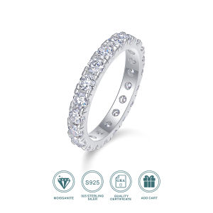 JIUZUAN 3mm Moissanite Ring 925 Sterling Silver Plated 18k Gold - Hypoallergenic Nickel-Free Sparkling Gemstone Jewelry