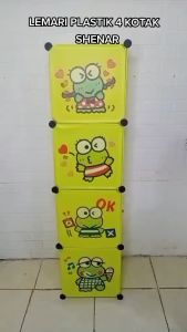 LEMARI PLASTIK/ LEMARI PORTABLE BONGKAR PASANG 1x4 (4 PINTU) KARAKTER SMILEY FACE - SHENAR