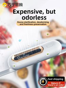Ozone Air Purifier Fridge Deodorizer Automatic Charging Freshness Preservation Odor Eliminator White Color 10 Square Meter Coverage