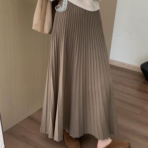 กระโปรงสั้นผ้าถักเอวสูงสำหรับผู้หญิงตั้งครรภ์ ฤดูใบไม้ร่วง/ฤดูหนาว กระโปรงทรงเอทรงหลวม กระโปรงสั้นผ้าถักลายจุด