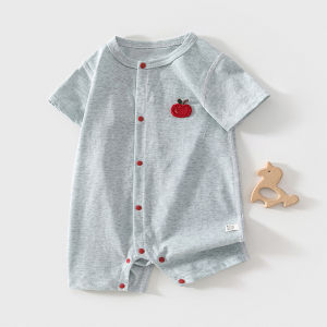 banjixiaoke | Bodysuit Bé Tay Ngắn Màu Đơn Sắc Chất Liệu Nhẹ