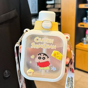 Kochava Large Capacity Straw Cup Cartoon Character Water Bottle for Children School Outdoor Hanging Baby Water Pot with Lid