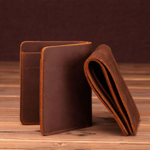 Mini Genuine Leather Wallet Mens Short Style Top Layer Cowhide Vintage Card Holder Simple Womens Leather Wallet