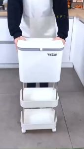 Thùng Đựng Rác Thông Minh VCLUE  Có Bánh Xe Di Chuyển Tiện Lợi Có Hộp Đựng Đồ Nhà Bếp
