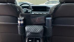 Car Handbag Holder Fur Multifunction Car Organizer Bag Seat Gap Storage Hangding Bag Tissue Box Auto Interior Accessories Leather Car Seat Storage Bag Handbag Holder Tissue Box Cup Holder Pocket Interior Car Organizer