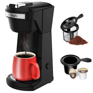 14 Oz Coffee Maker Mini Single Serve for K Cup Pod & Ground Coffee 800W 1.9 lb BPA Free Fast Brewing Reusable Filter