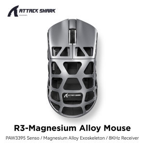 ATTACK SHARK | ATTACK SHARK R3 Magnesium Alloy Gaming Mouse 8000Hz Wireless Mouse PAW3395 Sensor 26000DPI Black Mamba 80 Million Times for PC