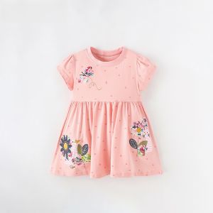 Malwee Princess Dress Summer New Style Short Sleeve round Neck Childrens Clothing for Girls Cotton Polyester Blend Skirt