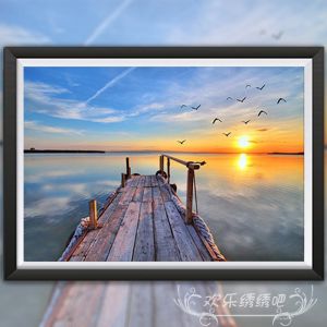 Mặt Dây Chuyền Thêu Kim Cương Phong Cảnh Biển Đơn Giản Hiện Đại Thủ Công DIY Cho Phòng Khách Và Phòng Ngủ