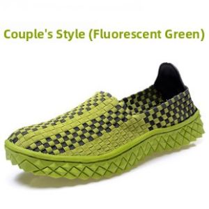 Spring Summer Casual Sports Shoes Womens Lazy Style Breathable Woven Elastic Band Korean Version Low Top Flat Bottom Rubber Sole