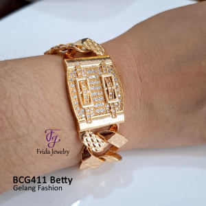 Gelang wanita Pesta Betty Belt mata Mewah Rante Sisik Naga Ukir Perhiasan Kualitas premium Anti Karat bcg411 jual titanium xuping