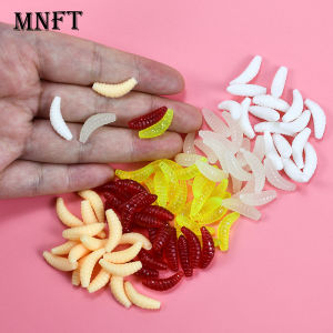 100Pcs Soft Plastic Lure 20mm Maggot Grub Wacky Worm Soft Bait Bread Bug Fishing Tackle Lures for River and Lake Fishing