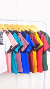 LVL - Blouse Jumbo Kerah Renda Rivena Atasan Bigsize Baju Cewek Blus Lengan Pendek Model Baru size L dan XXL dan 3XL