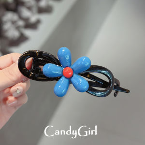 Korean Style Blue Flower Hair Clip Womens Photography Lazy Girl Hair Gripper Large Size Bun Twist Clip Fashionable Acrylic