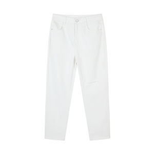 URLAZH | Summer New White Ripped Casual High Waist Tapered Lightweight Tencel Jeans