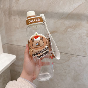 Diller Cute Tritan Plastic Straw Cup Large Capacity for Men Women Children Pregnant Women Summer Water Cup Cartoon Style