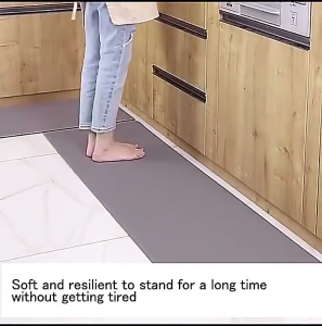 Waterproof Oilproof Kitchen Mat PU Leather Kitchen Carpet Non Slip Floor Mat for Living Room Bedroom