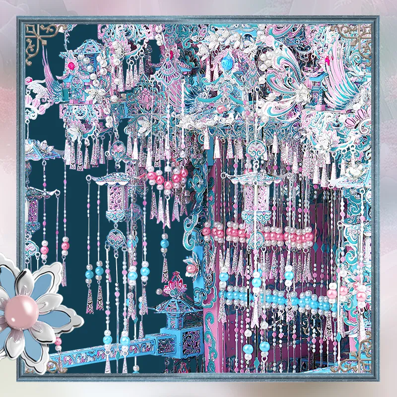 Piececool Pearl-pink Bridal Sedan Chair 3D Puzzles Metal Model