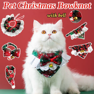 Pet Christmas Collar Cute Bowknot or Scarf with Bell Party Costume for Cat Dog Puppy Pet Accessories