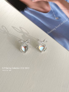 Elegant Silver Needle Butterfly Knot Heart Shaped Earrings for Women Fashionable Minimalist Jewelry Sweet Style Ear Jewelry