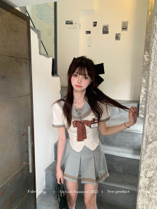 School Style Sailor Outfit With Bow 2pcs Set