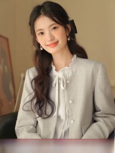 Bộ Váy Hai Mảnh Thời Trang Cổ Điển Pháp Lingjiao 2025 Áo Khoác Ngoài Và Váy Ngắn Thời Trang Cho Nữ