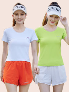 Womens Sportswear Set Summer Thin Dance Running Fitness Clothing Large Size Morning Run Quick Dry T-shirt Yoga Outfit Shorts