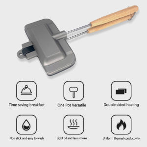 Chảo ăn sáng khuôn bánh sandwich Máy làm bánh sandwich nướng hai mặt có 2 tay cầm chịu nhiệt độ cao dụng cụ nhà bếp