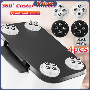 Talao 4pcs Caster Wheels 360° Rotation Self Adhesive Universal Pulley for Small Furniture Storage Bins