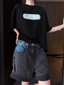 High Waist Short Jeans Womens Loose Fit A-Line Wide Leg Pants Summer New Style Pear Shape Body Slimming High Waist Shorts