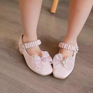 Sepatu Pesta Anak Low Heel Pearly Tie Import Murah (ZH-SS221)