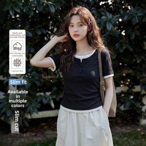BALENO | Flattering Short Fitted Fake Two-Piece T-Shirt